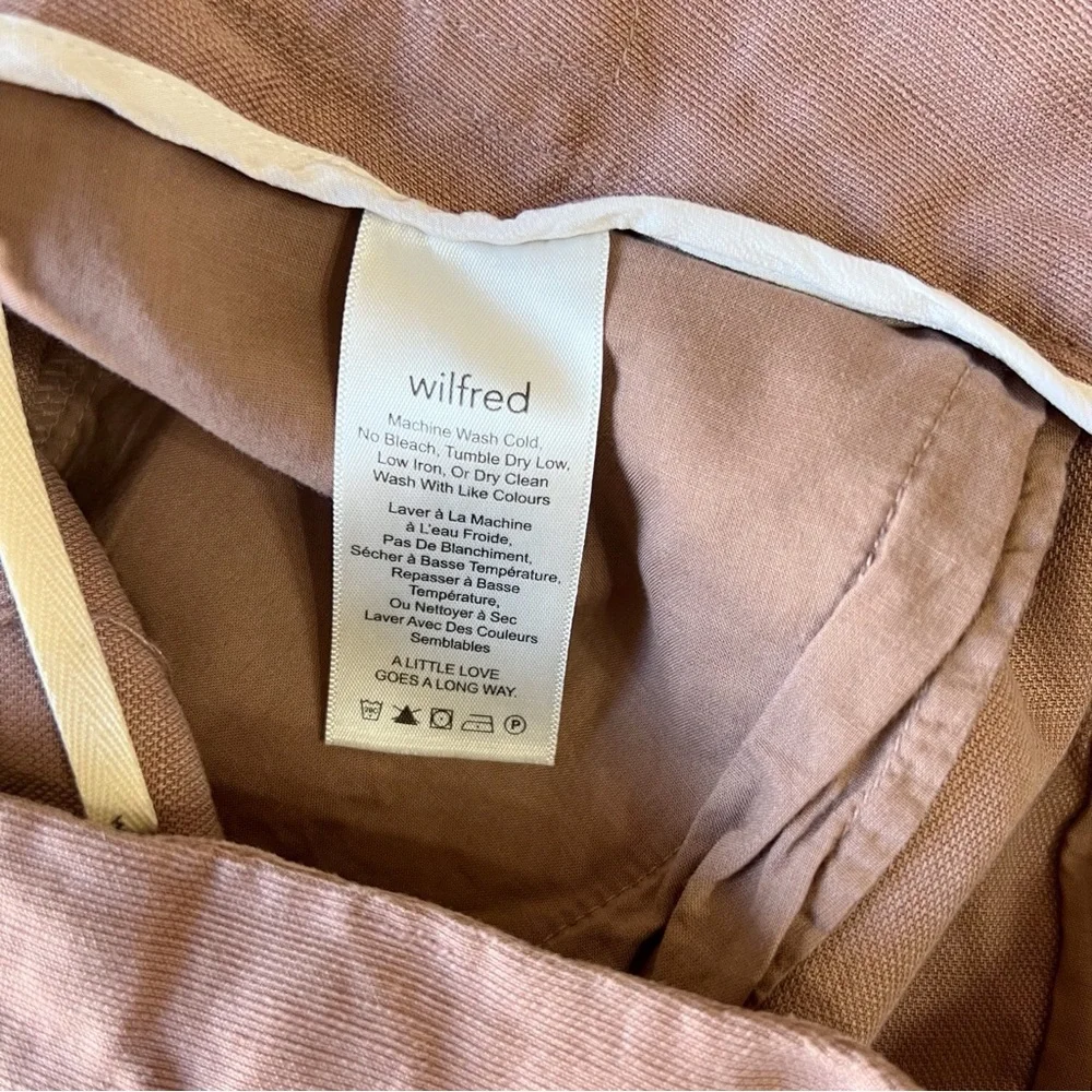 Aritzia Wilfred Allant Linen Blend Cropped Pants Womens 00 Brown Coastal Boho